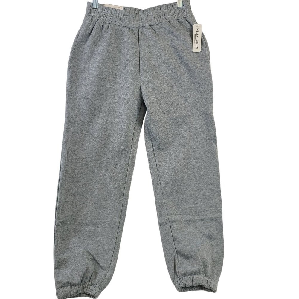 NWT Kelly Green Essentials Boyfriend Jogger Pants Gray Relaxed Fit Sz L
